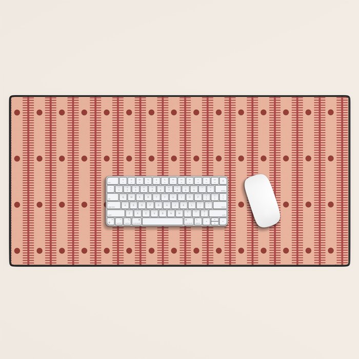 Stripes With Lines and Dots pattern burgundy Desk Mat Gallery Image 1