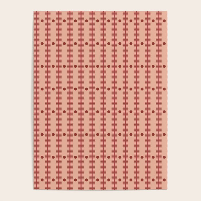 Stripes With Lines and Dots pattern burgundy Poster Gallery Image 4
