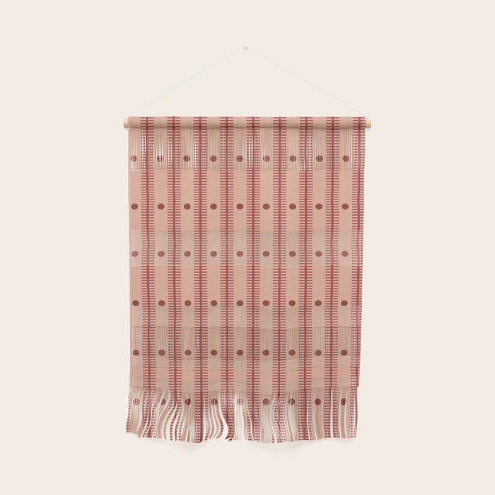 Stripes With Lines and Dots pattern burgundy Wall Hanging Gallery Image 1