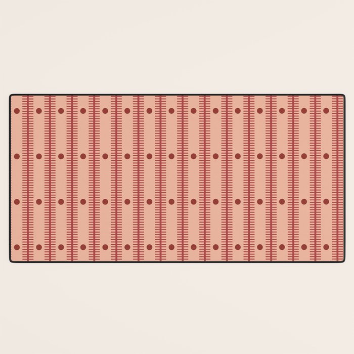 Stripes With Lines and Dots pattern burgundy Desk Mat Gallery Image 3