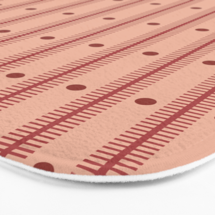 Stripes With Lines and Dots pattern burgundy Bath Mat Gallery Image 3