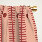 Stripes With Lines and Dots pattern burgundy Window Curtain Gallery Image 2