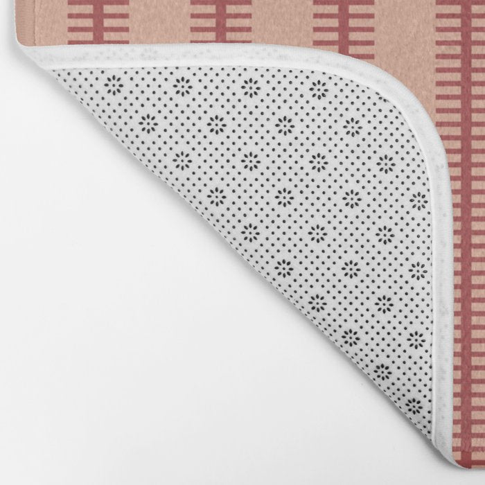 Stripes With Lines and Dots pattern burgundy Bath Mat Gallery Image 2