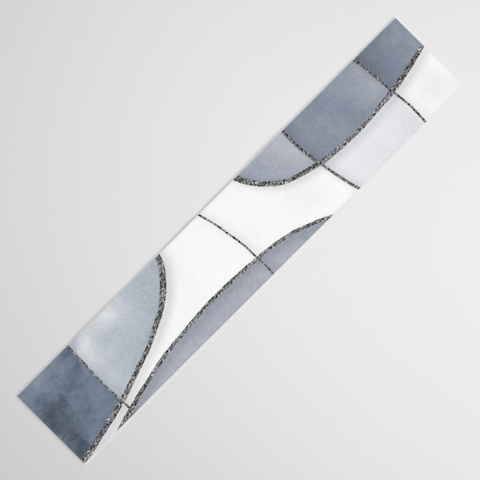 Minimal Blue Grey Shapes Table Runner Gallery Image 3