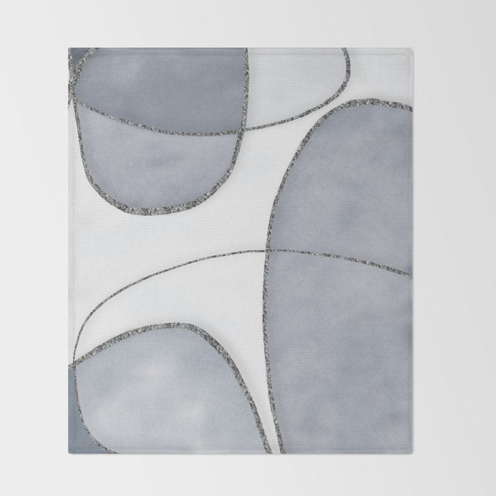 Minimal Blue Grey Shapes Throw Blanket Gallery Image 2
