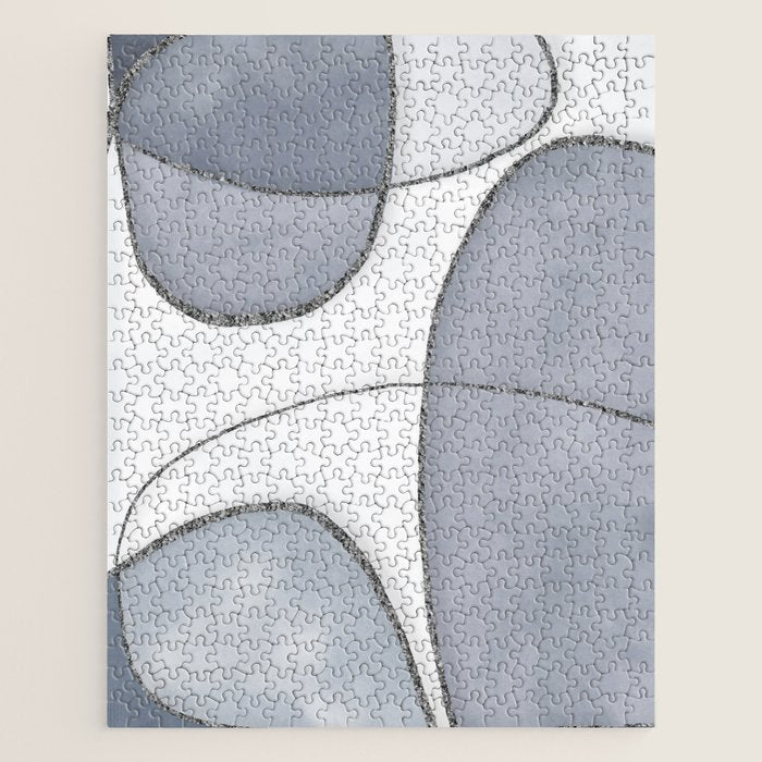 Minimal Blue Grey Shapes Jigsaw Puzzle Gallery Image 1