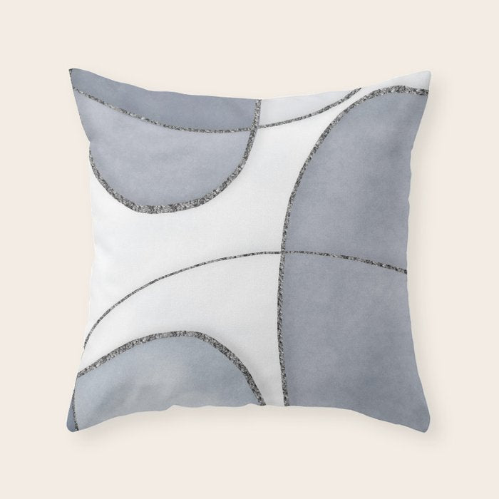 Minimal Blue Grey Shapes Throw Pillow Gallery Image 1