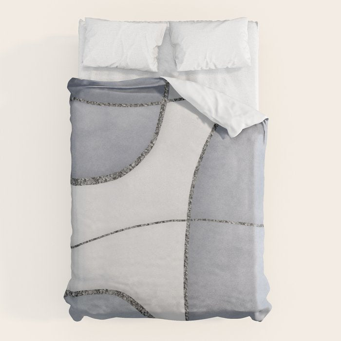 Minimal Blue Grey Shapes Duvet Cover Gallery Image 1