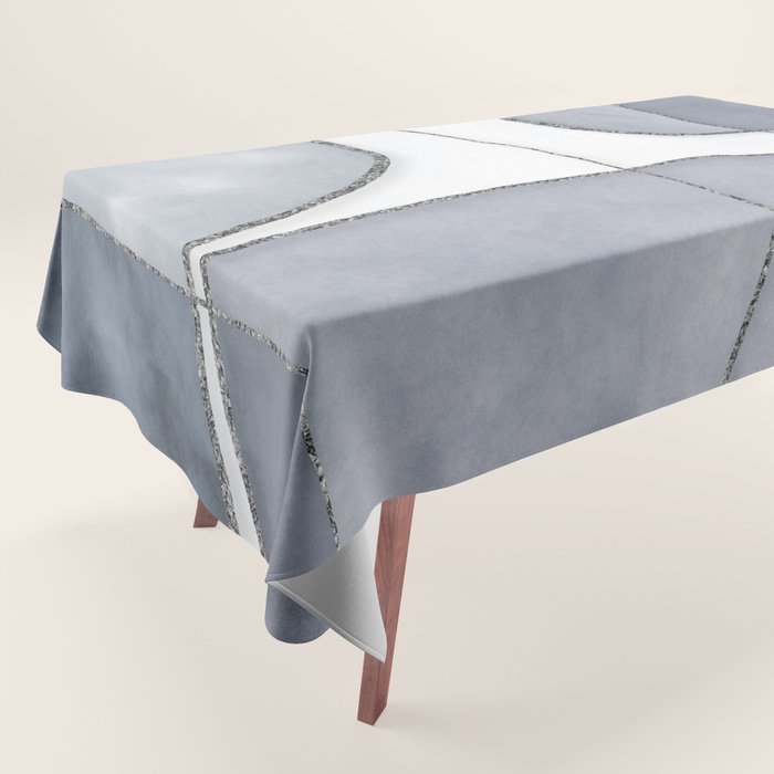 Minimal Blue Grey Shapes Tablecloth Gallery Image 1