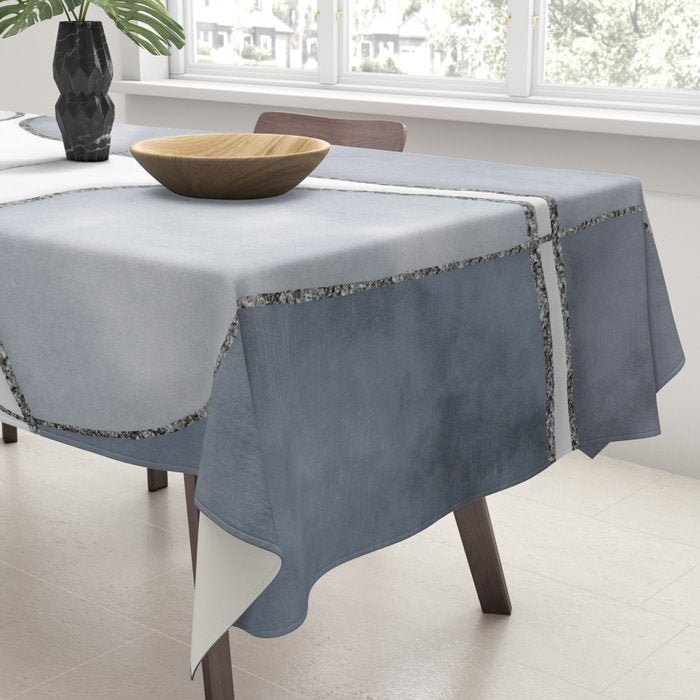 Minimal Blue Grey Shapes Tablecloth Gallery Image 3