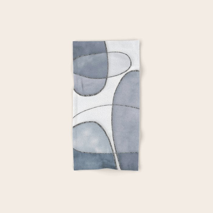Minimal Blue Grey Shapes Bath Towel Gallery Image 1