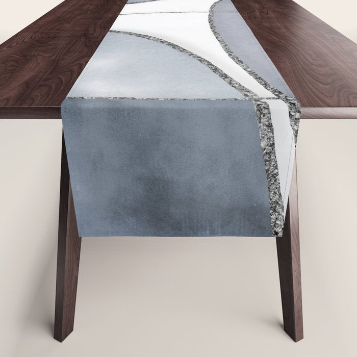 Minimal Blue Grey Shapes Table Runner Gallery Image 1