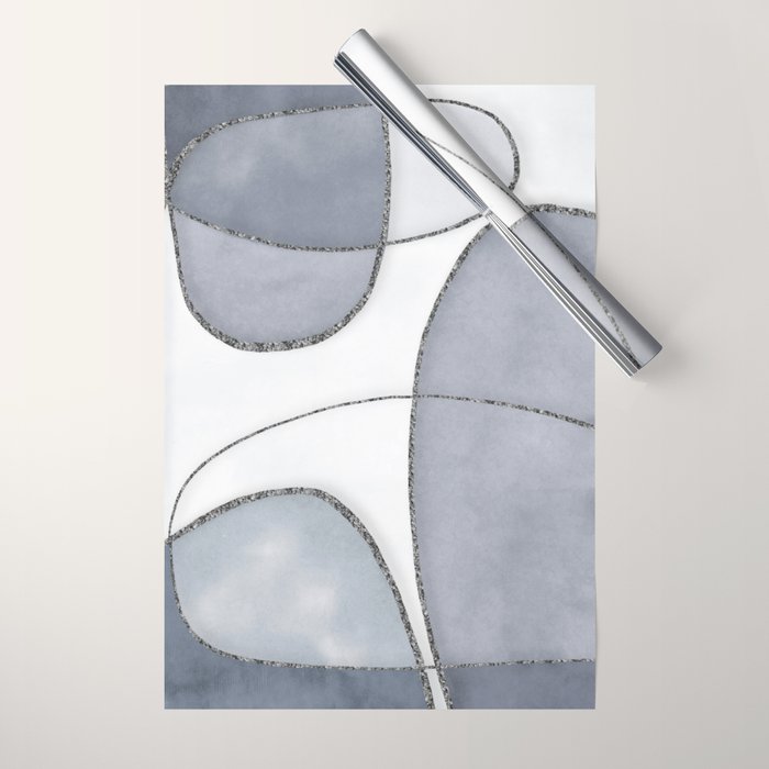 Minimal Blue Grey Shapes Wrapping Paper Gallery Image 1