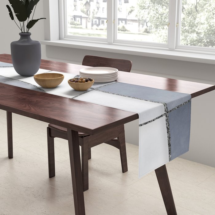 Minimal Blue Grey Shapes Table Runner Gallery Image 2