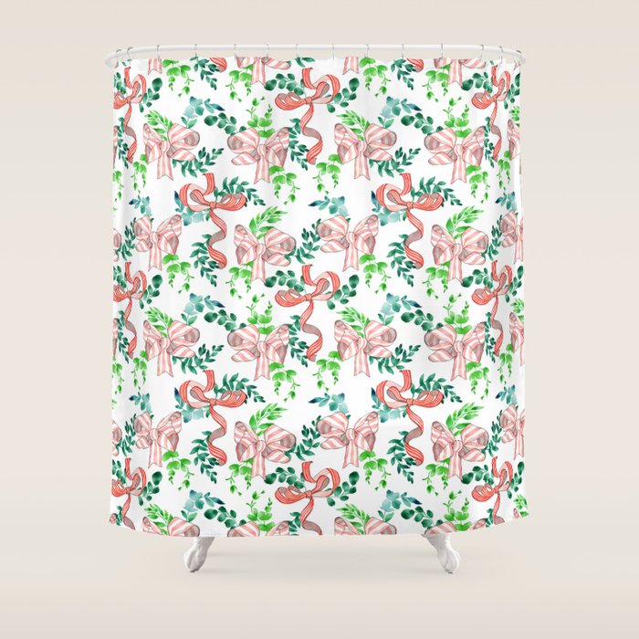 Whimsical Cheerful Bows Plants II Shower Curtain Gallery Image 1
