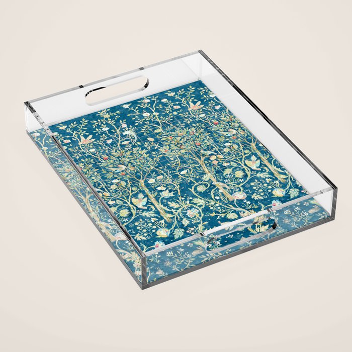 William Morris Melsetter Trellis Dark Blue  Acrylic Tray Gallery Image 1