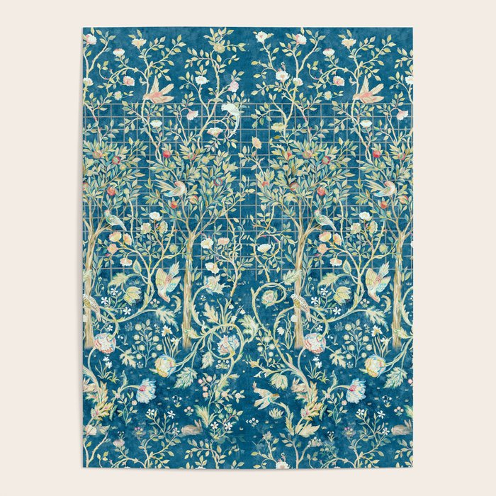 William Morris Melsetter Trellis Dark Blue  Poster Gallery Image 4