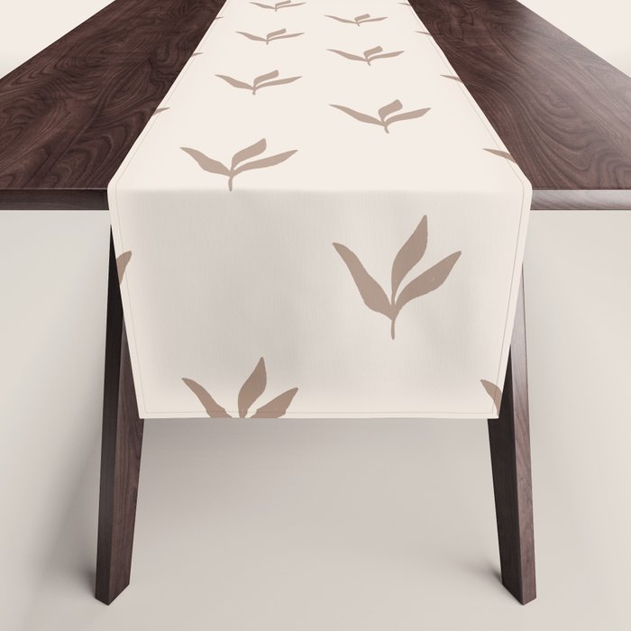 Modern Leafy Pattern - mocha and cream Table Runner Gallery Image 1