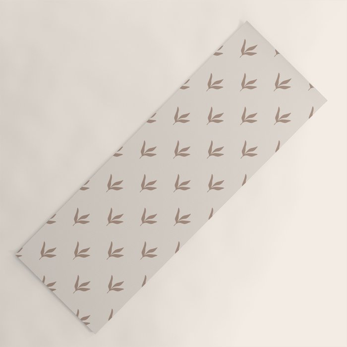 Modern Leafy Pattern - mocha and cream Yoga Mat Gallery Image 1