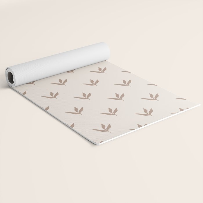 Modern Leafy Pattern - mocha and cream Yoga Mat Gallery Image 2