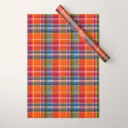 Bold Colorful Tartan Plaid Pattern in Red Orange and Blue  Wrapping Paper Gallery Image 1