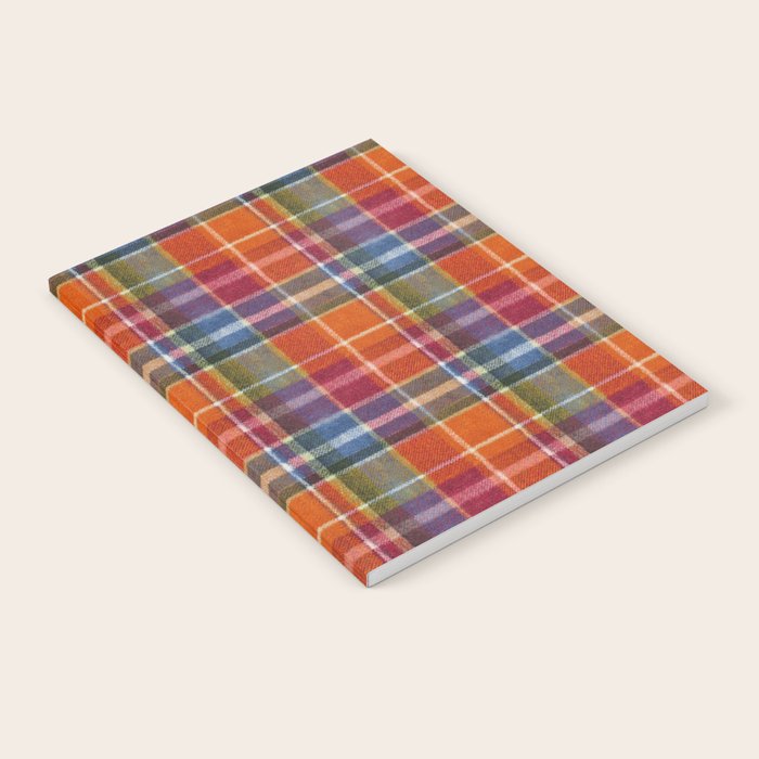 Bold Colorful Tartan Plaid Pattern in Red Orange and Blue  Notebook Gallery Image 1