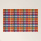Bold Colorful Tartan Plaid Pattern in Red Orange and Blue  Welcome Mat Gallery Image 1