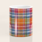 Bold Colorful Tartan Plaid Pattern in Red Orange and Blue  Coffee Mug Gallery Image 4