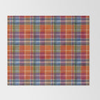 Bold Colorful Tartan Plaid Pattern in Red Orange and Blue  Throw Blanket Gallery Image 2