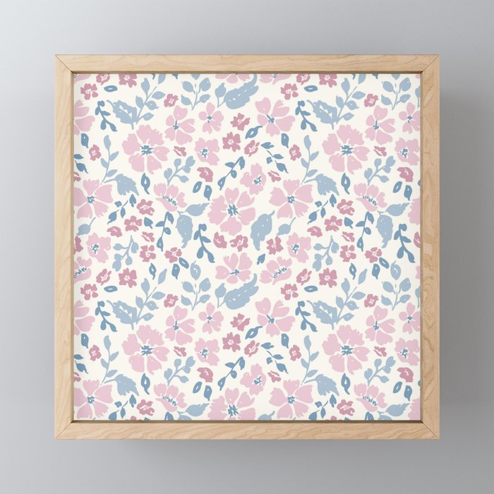 Tossed Ditsy Florals - Lilac Blue Mini Art Print Gallery Image 1