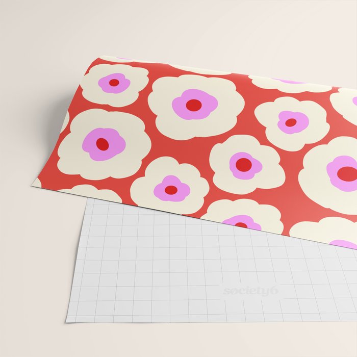 Pink, Red and White Flower Wrapping Paper Gallery Image 2