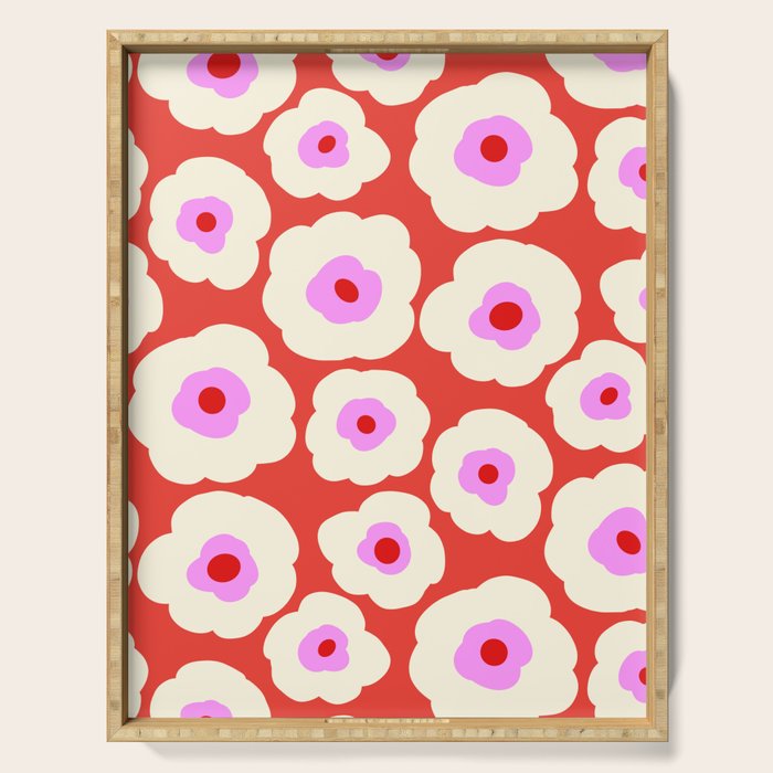 Pink, Red and White Flower Serving Tray Gallery Image 1