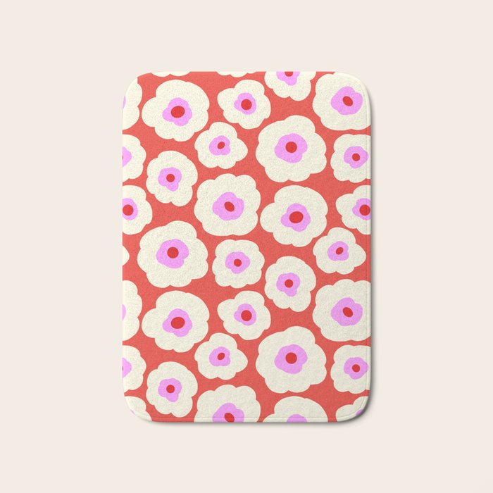 Pink, Red and White Flower Bath Mat Gallery Image 1