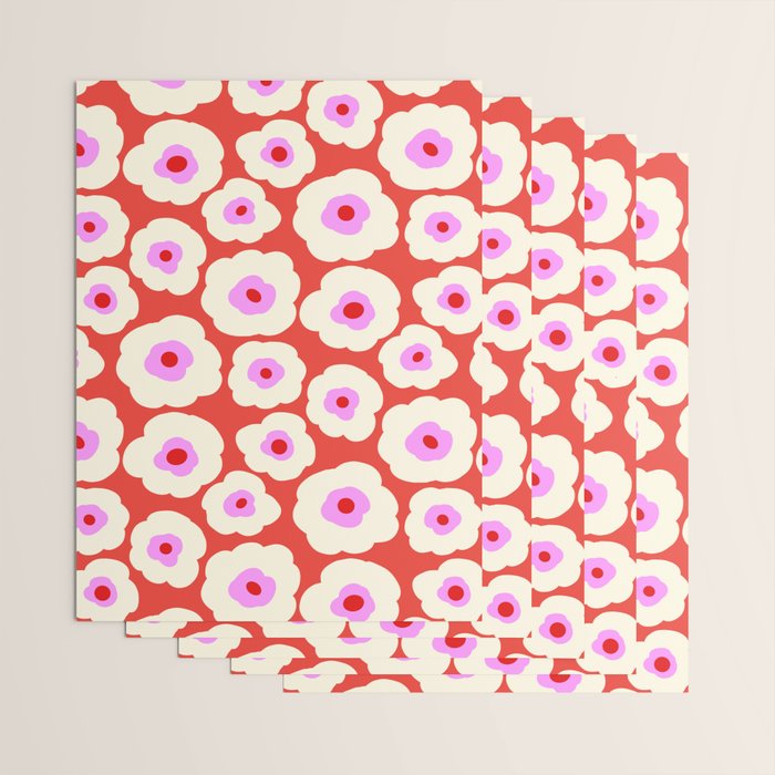 Pink, Red and White Flower Wrapping Paper Gallery Image 3