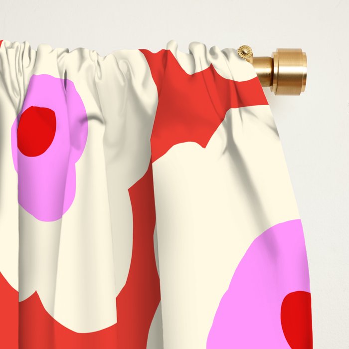 Pink, Red and White Flower Window Curtain Gallery Image 2