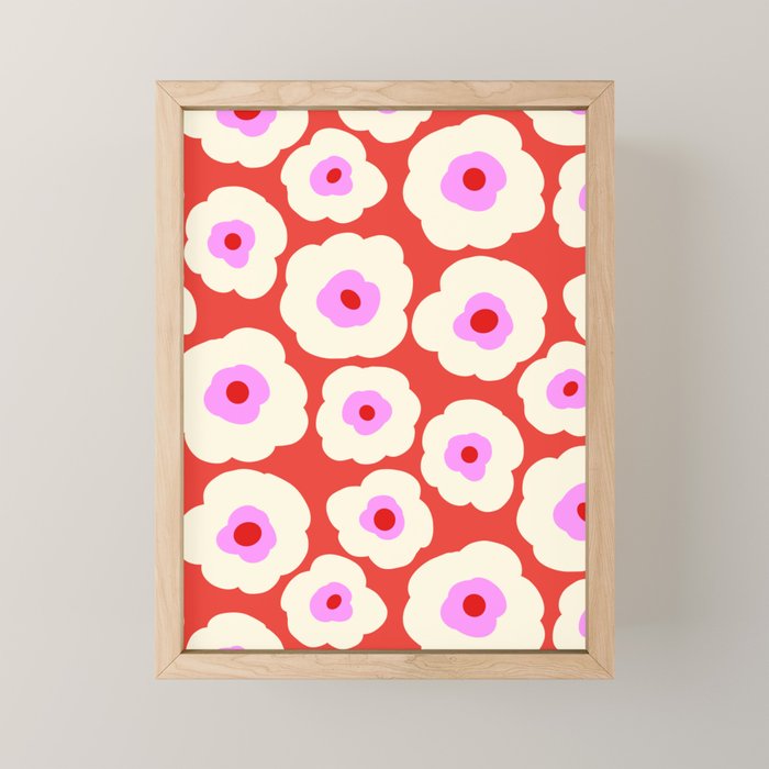 Pink, Red and White Flower Mini Art Print Gallery Image 1