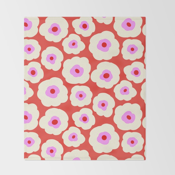 Pink, Red and White Flower Throw Blanket Gallery Image 2