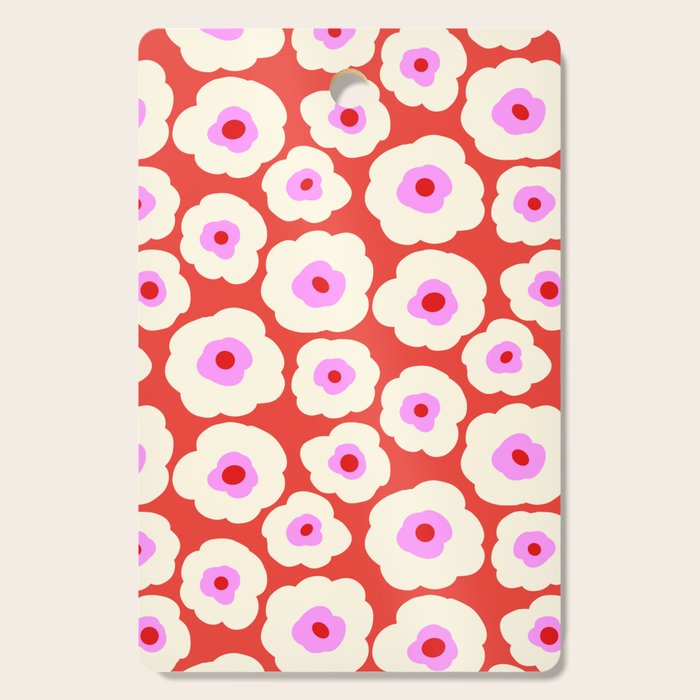 Pink, Red and White Flower Cutting Board Gallery Image 1