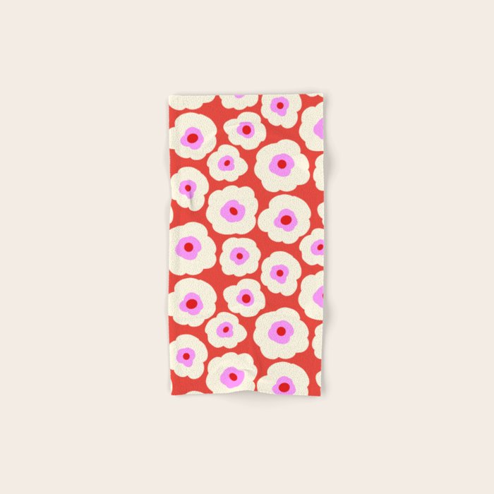 Pink, Red and White Flower Bath Towel Gallery Image 1