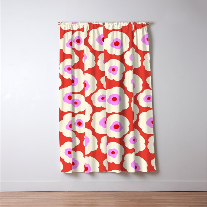 Pink, Red and White Flower Window Curtain Gallery Image 3