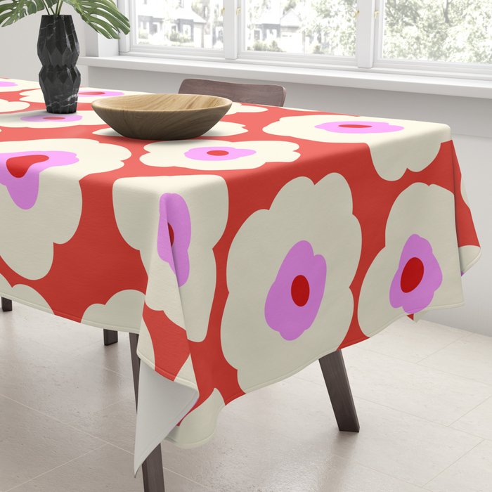 Pink, Red and White Flower Tablecloth Gallery Image 3