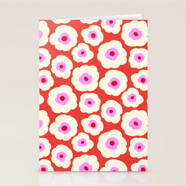 Pink, Red and White Flower Stationery Card Gallery Image 1