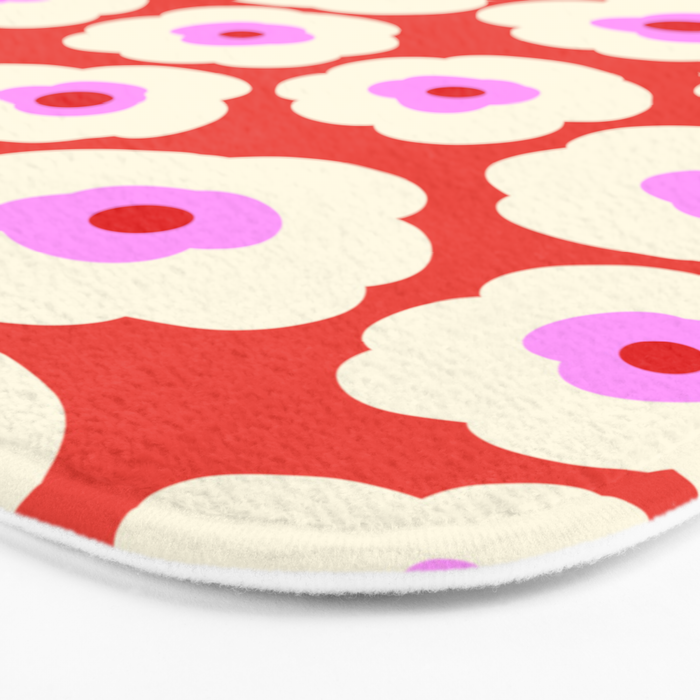Pink, Red and White Flower Bath Mat Gallery Image 3