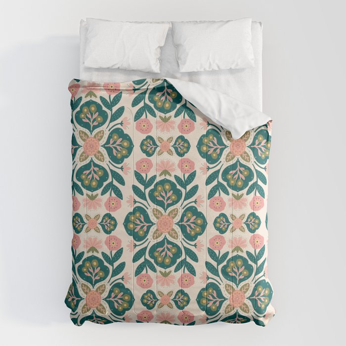 Indian Floral - pink and green  Comforter Gallery Image 6