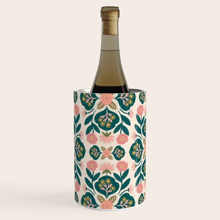 Indian Floral - pink and green  Wine Chiller Gallery Image 3
