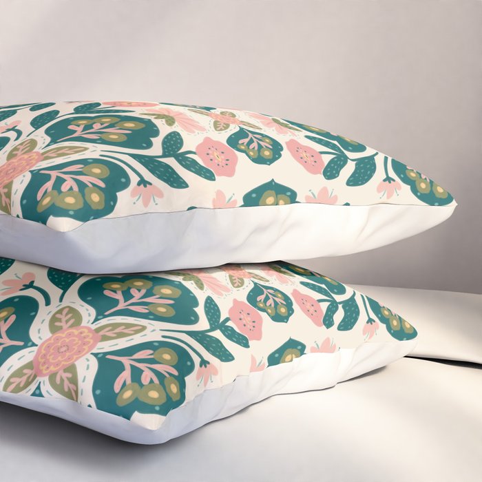 Indian Floral - pink and green  Pillow Sham Gallery Image 3