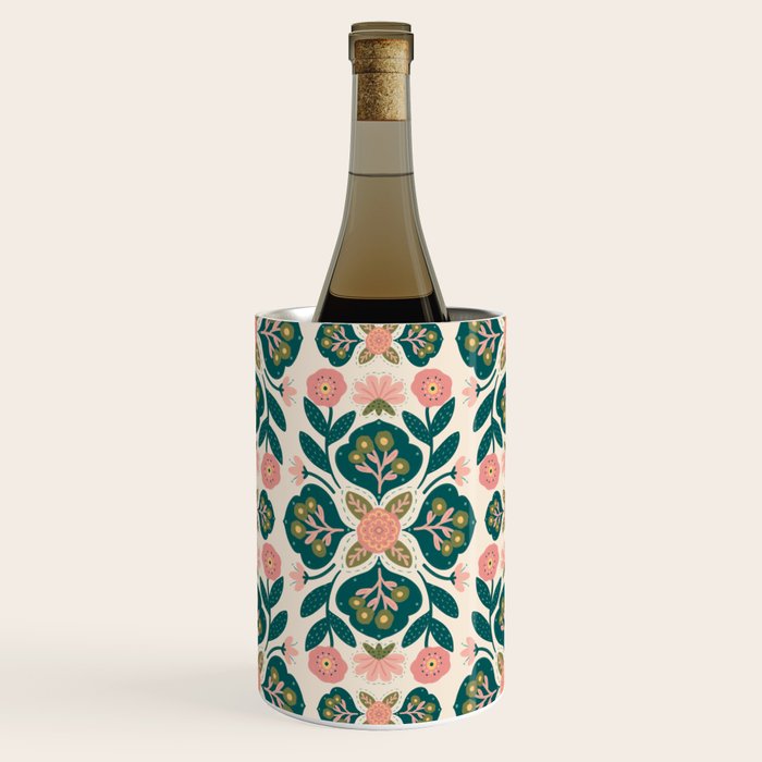 Indian Floral - pink and green  Wine Chiller Gallery Image 1