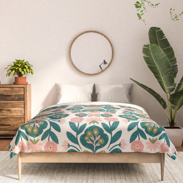 Indian Floral - pink and green  Comforter Gallery Image 3