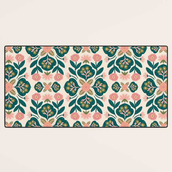 Indian Floral - pink and green  Desk Mat Gallery Image 3
