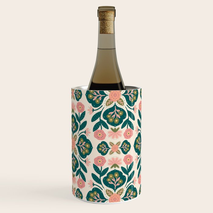 Indian Floral - pink and green  Wine Chiller Gallery Image 2